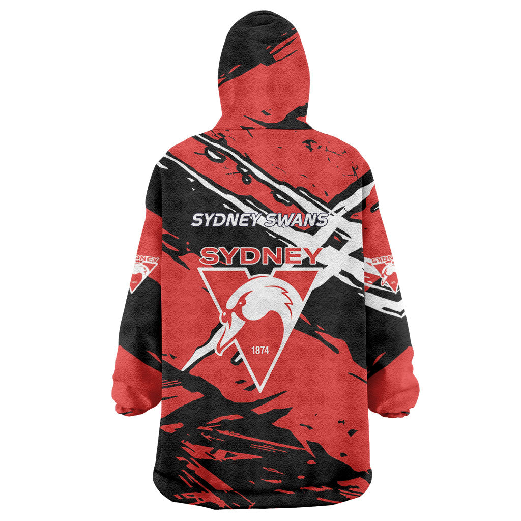 Sydney Swans Football Club Wearable Blanket Hoodie Swans Muscular Mascot Graphic - Abstract Paint Splatter Art