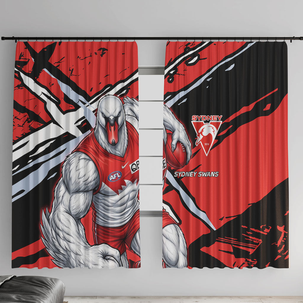 Sydney Swans Football Club Window Curtain Swans Muscular Mascot Graphic - Abstract Paint Splatter Art