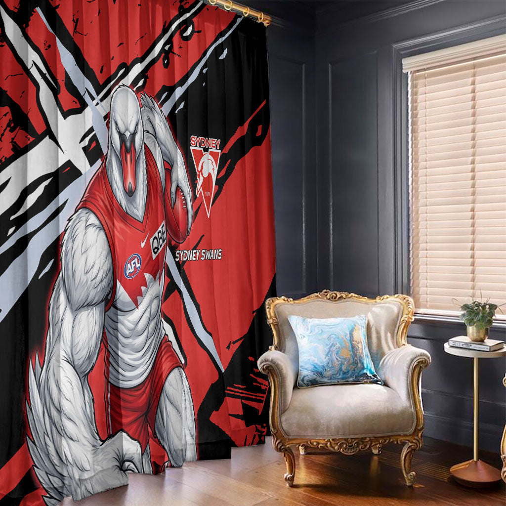 Sydney Swans Football Club Window Curtain Swans Muscular Mascot Graphic - Abstract Paint Splatter Art