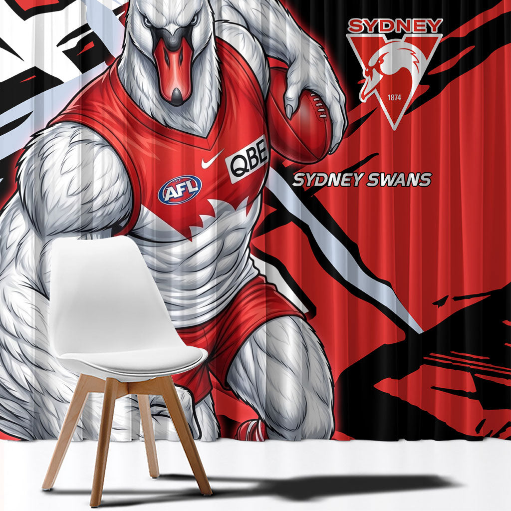 Sydney Swans Football Club Window Curtain Swans Muscular Mascot Graphic - Abstract Paint Splatter Art