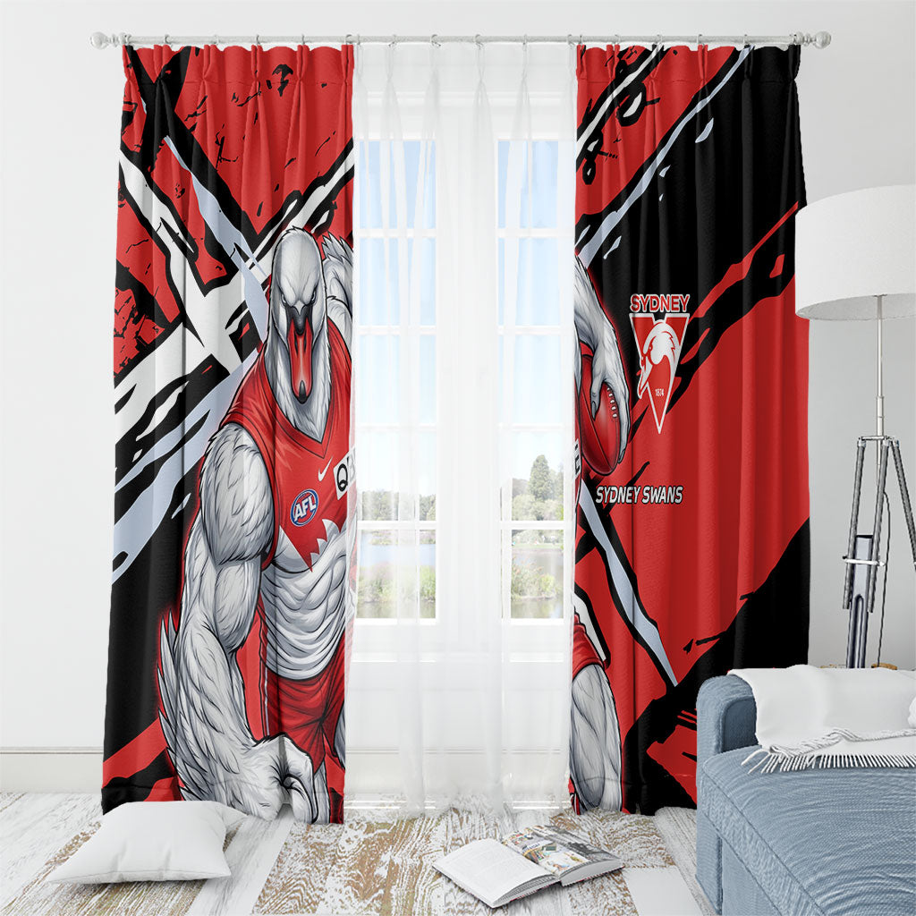 Sydney Swans Football Club Window Curtain Swans Muscular Mascot Graphic - Abstract Paint Splatter Art