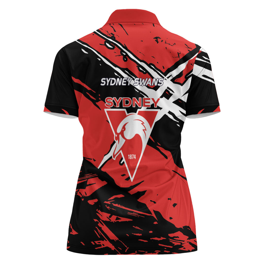 Sydney Swans Football Club Women Polo Shirt Swans Muscular Mascot Graphic - Abstract Paint Splatter Art