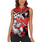 Sydney Swans Football Club Women Sleeveless Polo Shirt Swans Muscular Mascot Graphic - Abstract Paint Splatter Art