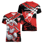 Sydney Swans Football Club Women V-Neck T-Shirt Swans Muscular Mascot Graphic - Abstract Paint Splatter Art