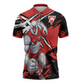 Sydney Swans Football Club Zipper Polo Shirt Swans Muscular Mascot Graphic - Abstract Paint Splatter Art