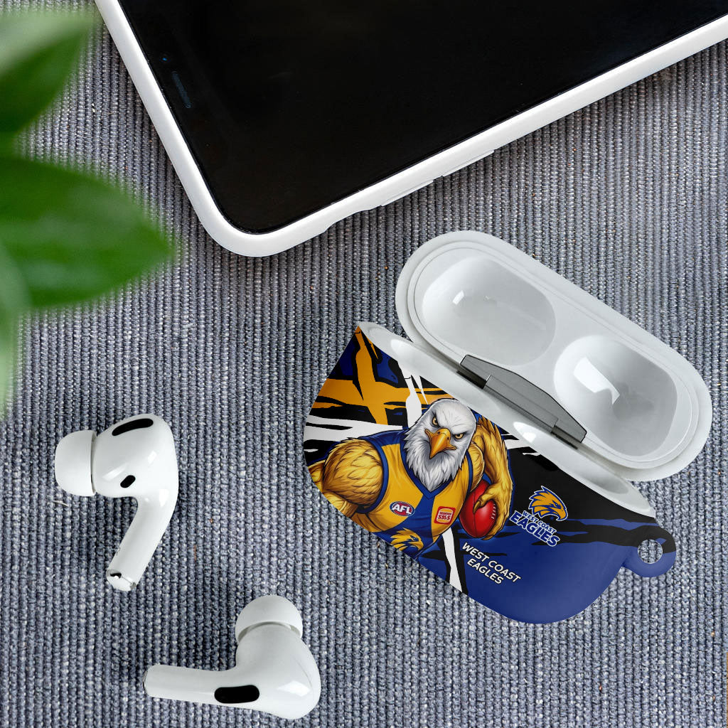 West Coast Eagles AirPods Case Eagles Muscular Mascot Graphic - Abstract Paint Splatter Art