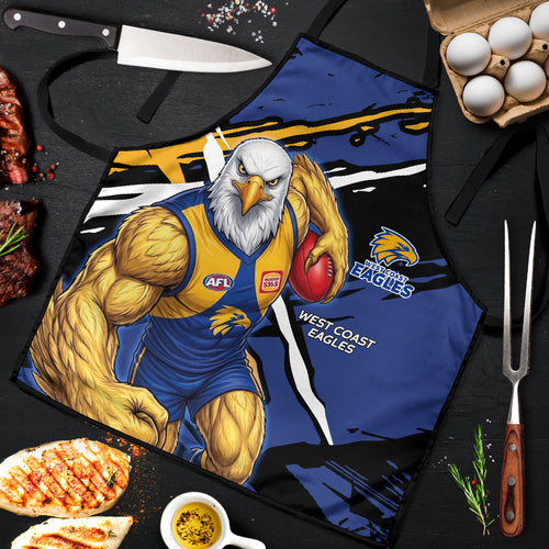 West Coast Eagles Apron Eagles Muscular Mascot Graphic - Abstract Paint Splatter Art