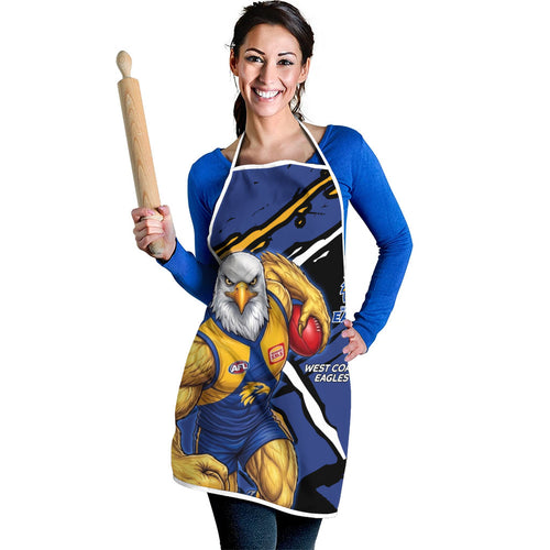 West Coast Eagles Apron Eagles Muscular Mascot Graphic - Abstract Paint Splatter Art