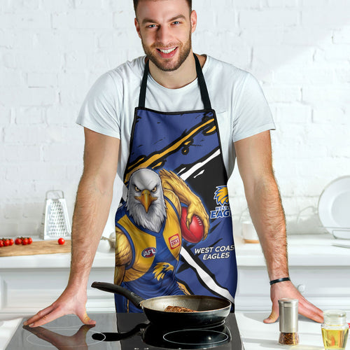 West Coast Eagles Apron Eagles Muscular Mascot Graphic - Abstract Paint Splatter Art
