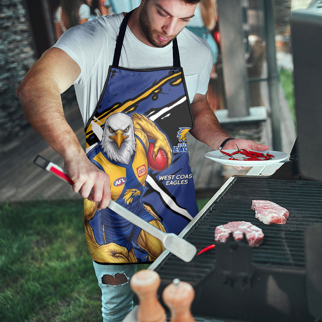 West Coast Eagles Apron Eagles Muscular Mascot Graphic - Abstract Paint Splatter Art