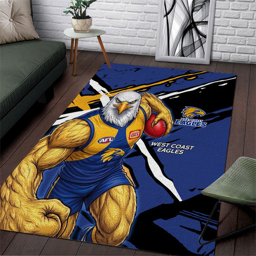 West Coast Eagles Area Rug Eagles Muscular Mascot Graphic - Abstract Paint Splatter Art