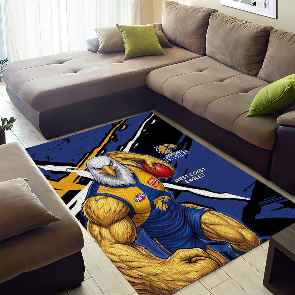 West Coast Eagles Area Rug Eagles Muscular Mascot Graphic - Abstract Paint Splatter Art