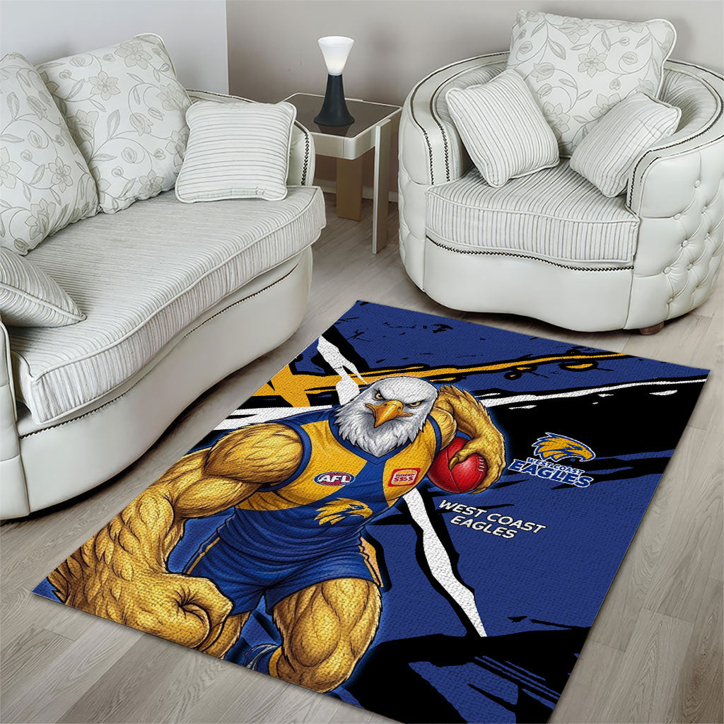 West Coast Eagles Area Rug Eagles Muscular Mascot Graphic - Abstract Paint Splatter Art
