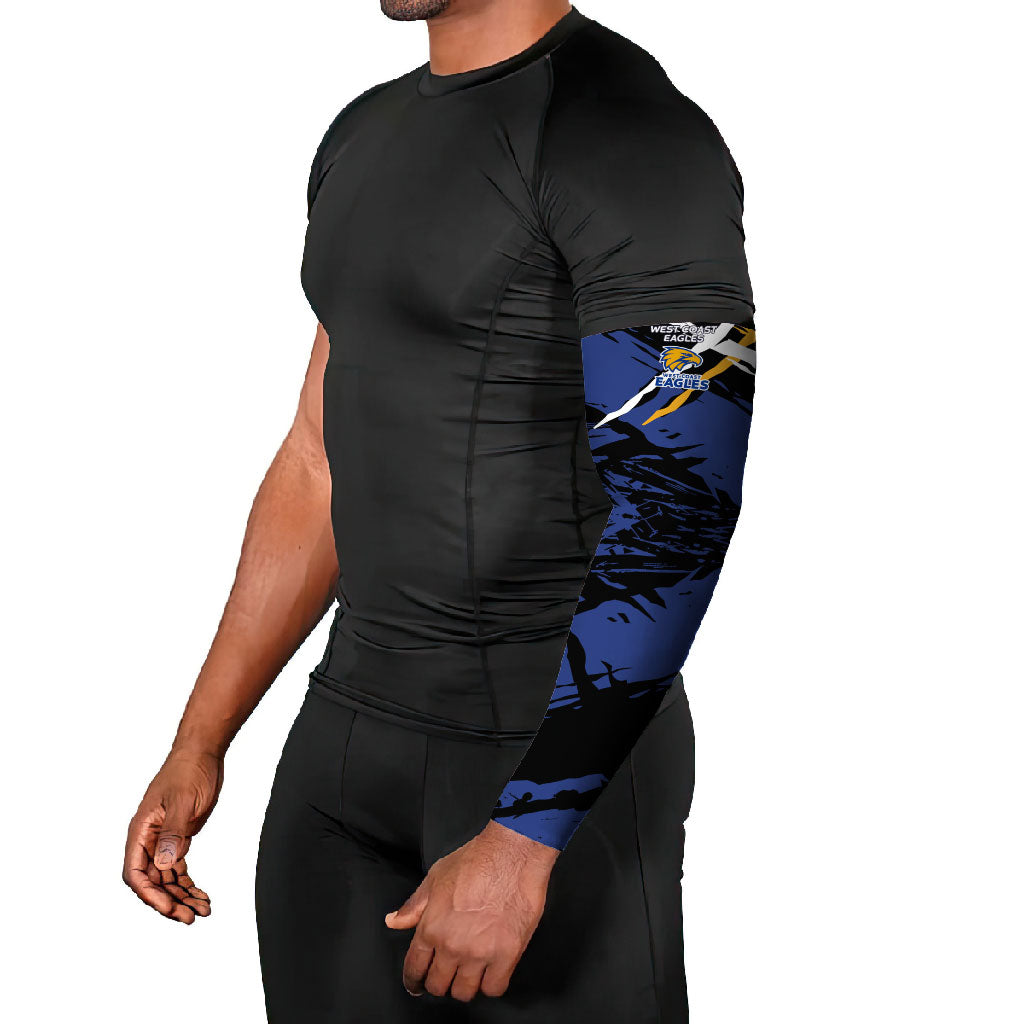 West Coast Eagles Arm Sleeves Eagles Muscular Mascot Graphic - Abstract Paint Splatter Art