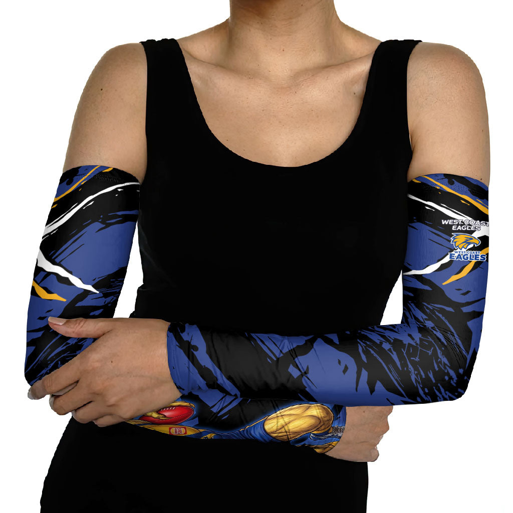 West Coast Eagles Arm Sleeves Eagles Muscular Mascot Graphic - Abstract Paint Splatter Art