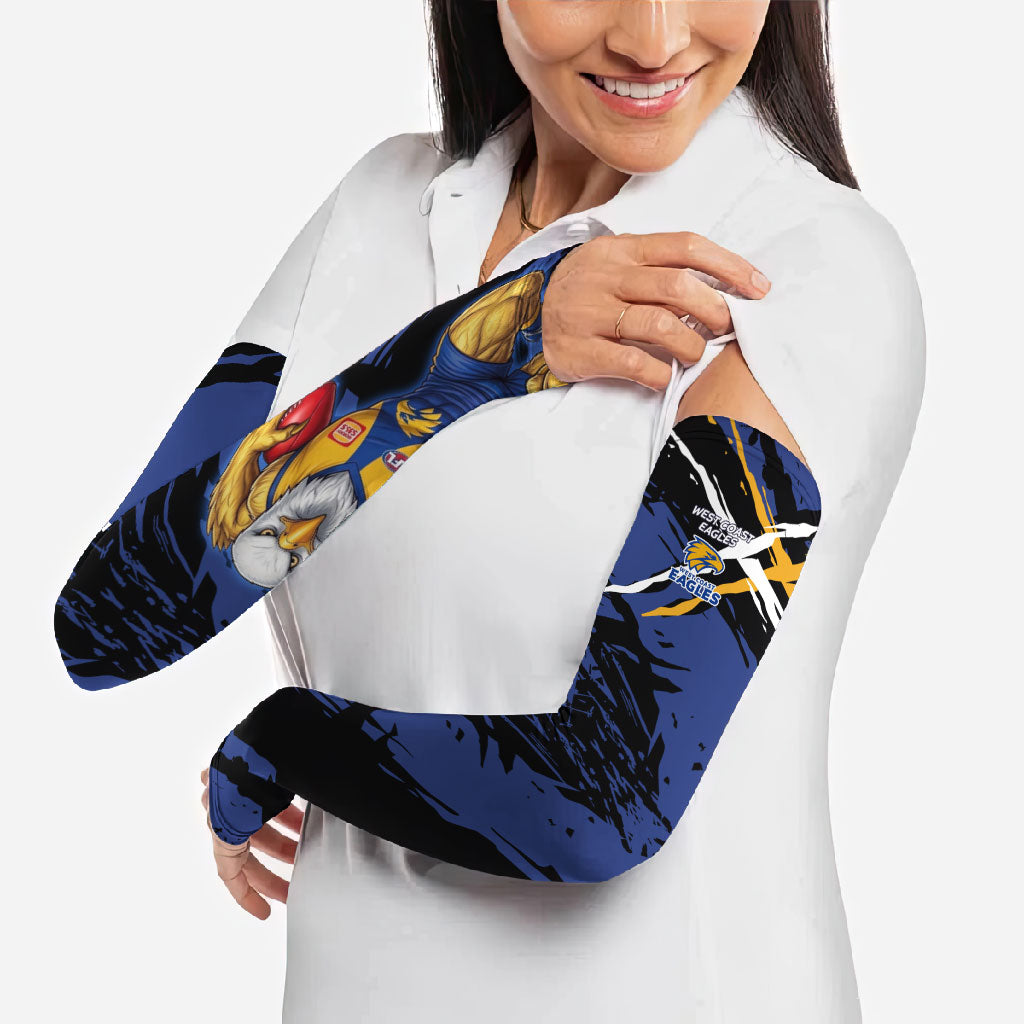 West Coast Eagles Arm Sleeves Eagles Muscular Mascot Graphic - Abstract Paint Splatter Art