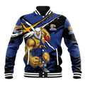 West Coast Eagles Baseball Jacket Eagles Muscular Mascot Graphic - Abstract Paint Splatter Art
