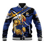 West Coast Eagles Baseball Jacket Eagles Muscular Mascot Graphic - Abstract Paint Splatter Art