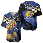 West Coast Eagles Baseball Jersey Eagles Muscular Mascot Graphic - Abstract Paint Splatter Art