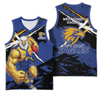 West Coast Eagles Basketball Jersey Eagles Muscular Mascot Graphic - Abstract Paint Splatter Art