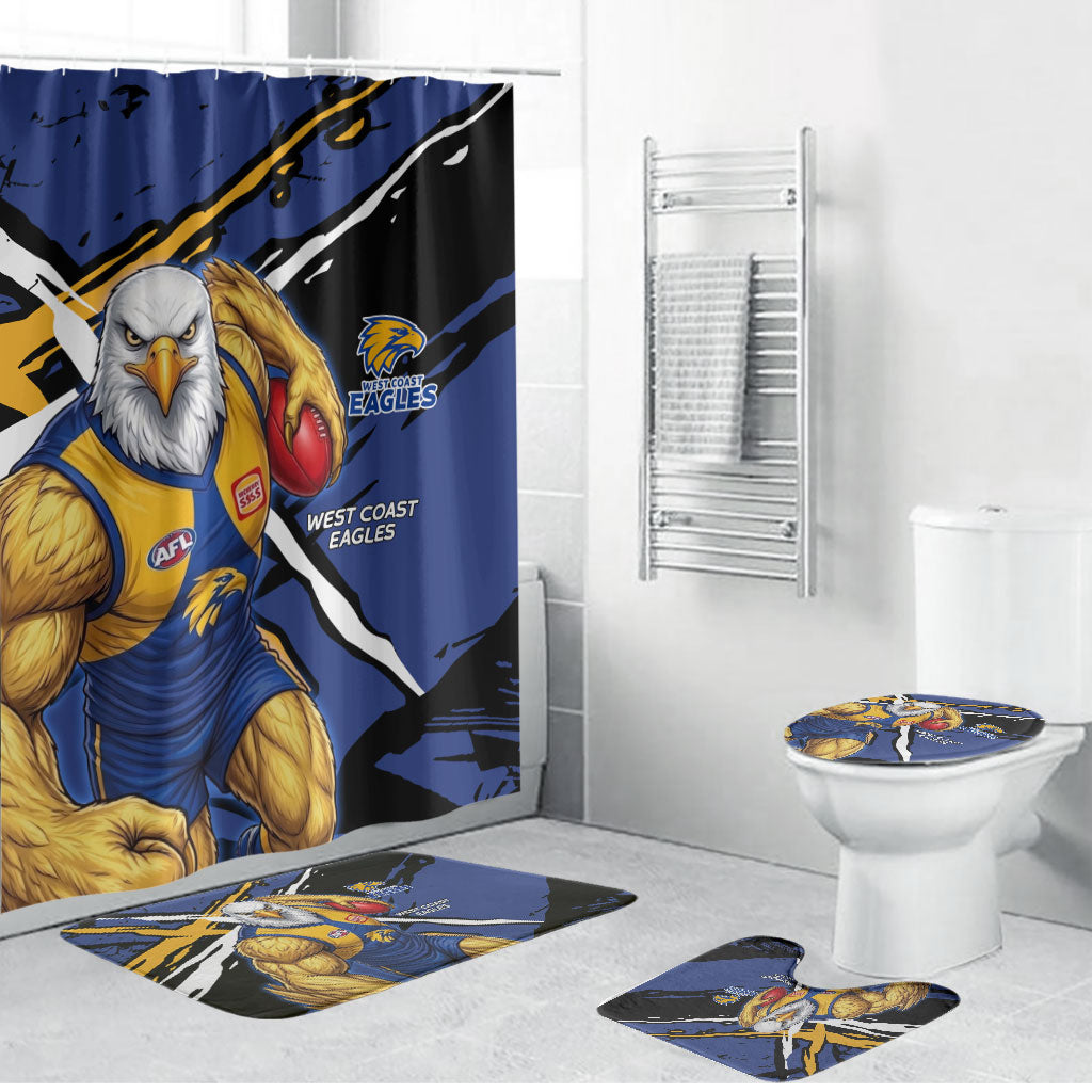 West Coast Eagles Bathroom Set Eagles Muscular Mascot Graphic - Abstract Paint Splatter Art