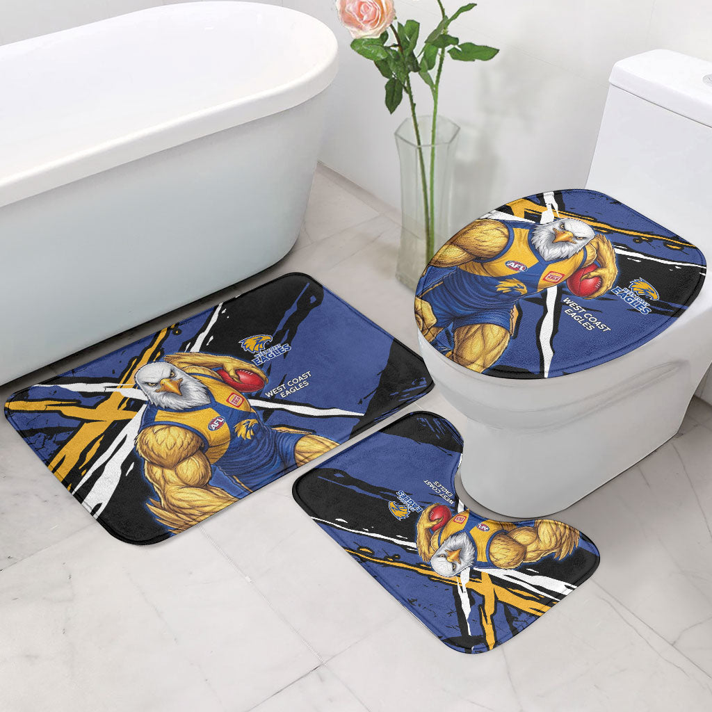 West Coast Eagles Bathroom Set Eagles Muscular Mascot Graphic - Abstract Paint Splatter Art