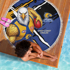 West Coast Eagles Beach Blanket Eagles Muscular Mascot Graphic - Abstract Paint Splatter Art