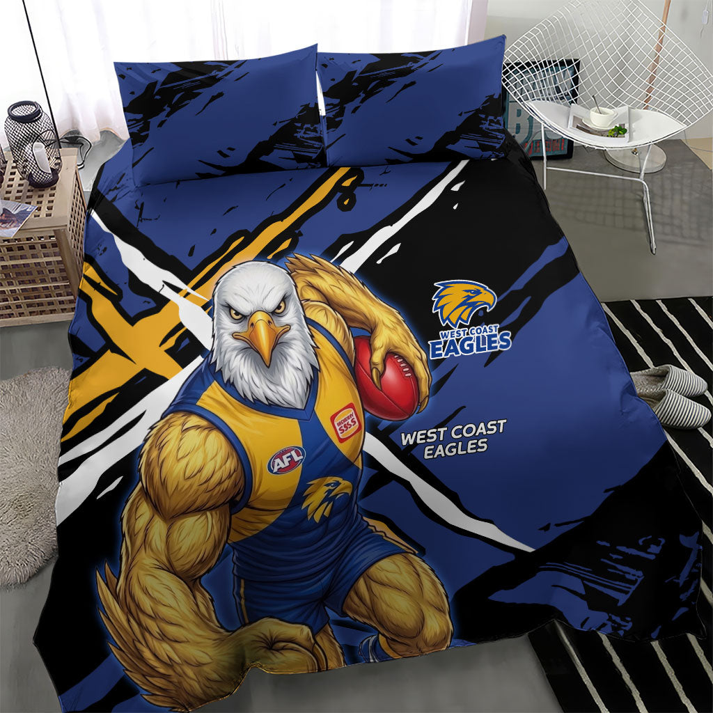 West Coast Eagles Bedding Set Eagles Muscular Mascot Graphic - Abstract Paint Splatter Art