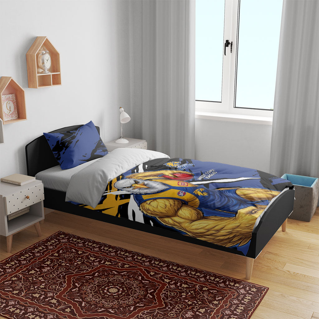 West Coast Eagles Bedding Set Eagles Muscular Mascot Graphic - Abstract Paint Splatter Art