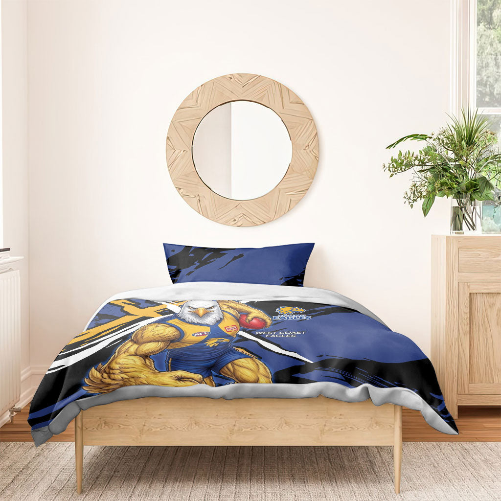 West Coast Eagles Bedding Set Eagles Muscular Mascot Graphic - Abstract Paint Splatter Art
