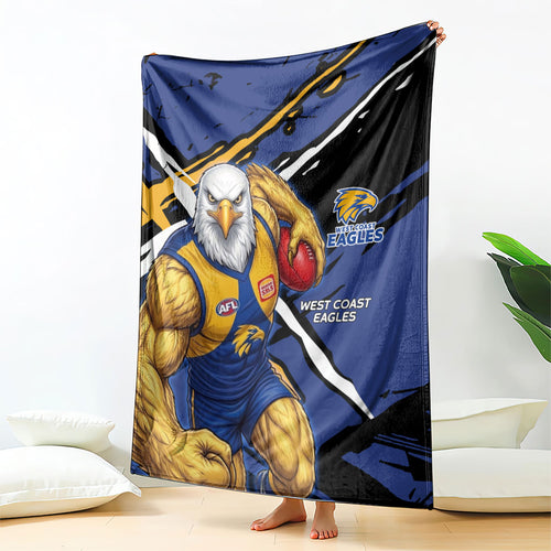 West Coast Eagles Blanket Eagles Muscular Mascot Graphic - Abstract Paint Splatter Art