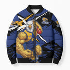 West Coast Eagles Bomber Puffer Jacket Eagles Muscular Mascot Graphic - Abstract Paint Splatter Art