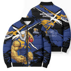 West Coast Eagles Bomber Puffer Jacket Eagles Muscular Mascot Graphic - Abstract Paint Splatter Art