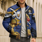 West Coast Eagles Bomber Puffer Jacket Eagles Muscular Mascot Graphic - Abstract Paint Splatter Art
