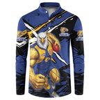 West Coast Eagles Button Sweatshirt Eagles Muscular Mascot Graphic - Abstract Paint Splatter Art