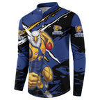 West Coast Eagles Button Sweatshirt Eagles Muscular Mascot Graphic - Abstract Paint Splatter Art