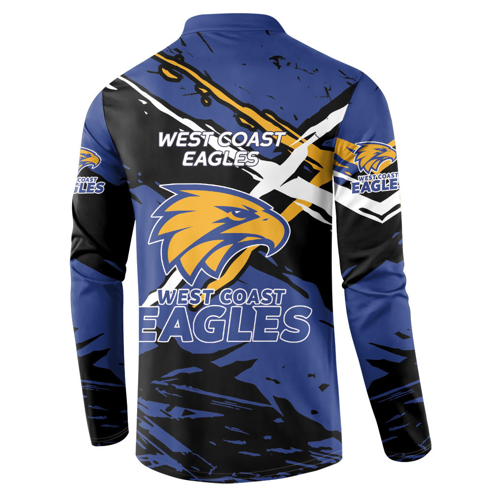 West Coast Eagles Button Sweatshirt Eagles Muscular Mascot Graphic - Abstract Paint Splatter Art