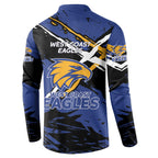 West Coast Eagles Button Sweatshirt Eagles Muscular Mascot Graphic - Abstract Paint Splatter Art