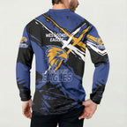 West Coast Eagles Button Sweatshirt Eagles Muscular Mascot Graphic - Abstract Paint Splatter Art