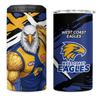 West Coast Eagles 4 in 1 Can Cooler Tumbler Eagles Muscular Mascot Graphic - Abstract Paint Splatter Art