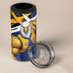 West Coast Eagles 4 in 1 Can Cooler Tumbler Eagles Muscular Mascot Graphic - Abstract Paint Splatter Art