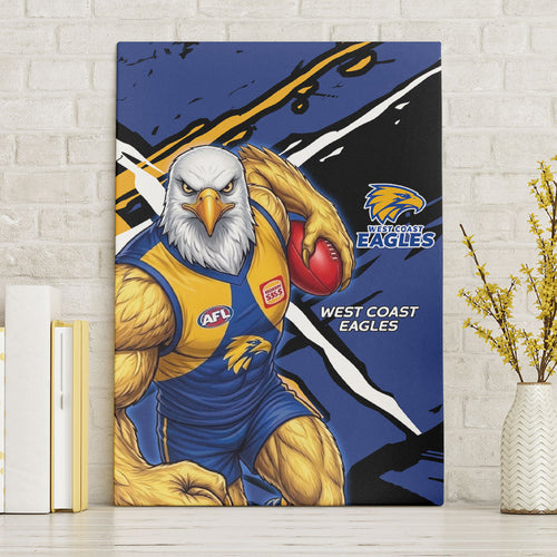 West Coast Eagles Canvas Wall Art Eagles Muscular Mascot Graphic - Abstract Paint Splatter Art
