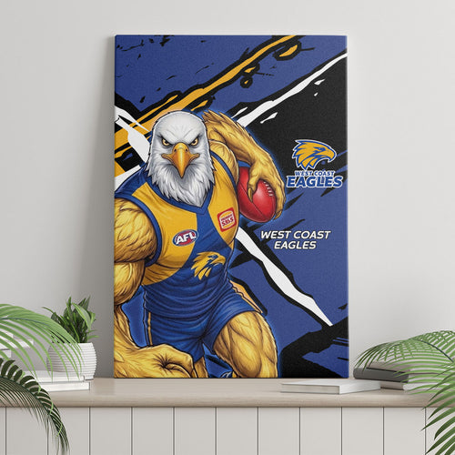 West Coast Eagles Canvas Wall Art Eagles Muscular Mascot Graphic - Abstract Paint Splatter Art