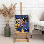 West Coast Eagles Canvas Wall Art Eagles Muscular Mascot Graphic - Abstract Paint Splatter Art