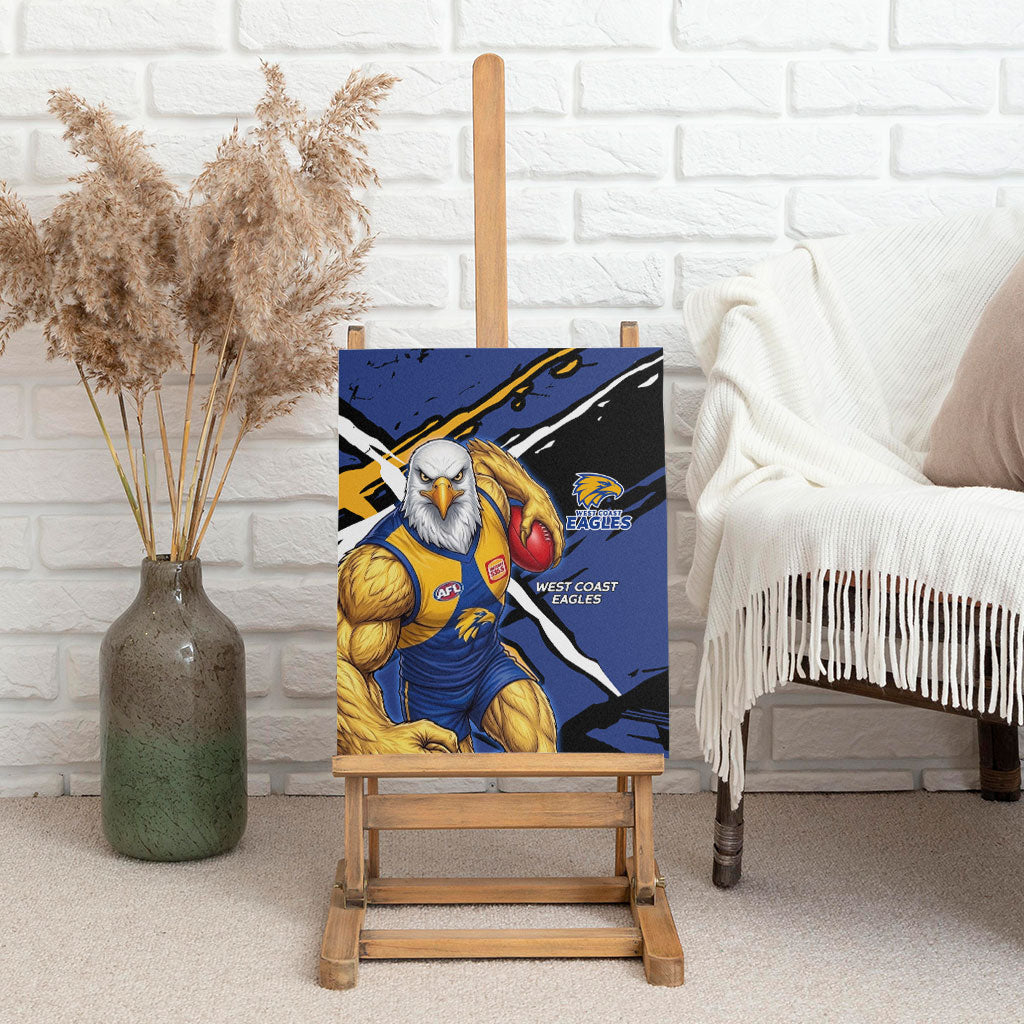West Coast Eagles Canvas Wall Art Eagles Muscular Mascot Graphic - Abstract Paint Splatter Art