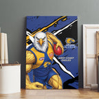 West Coast Eagles Canvas Wall Art Eagles Muscular Mascot Graphic - Abstract Paint Splatter Art