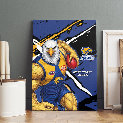 West Coast Eagles Canvas Wall Art Eagles Muscular Mascot Graphic - Abstract Paint Splatter Art
