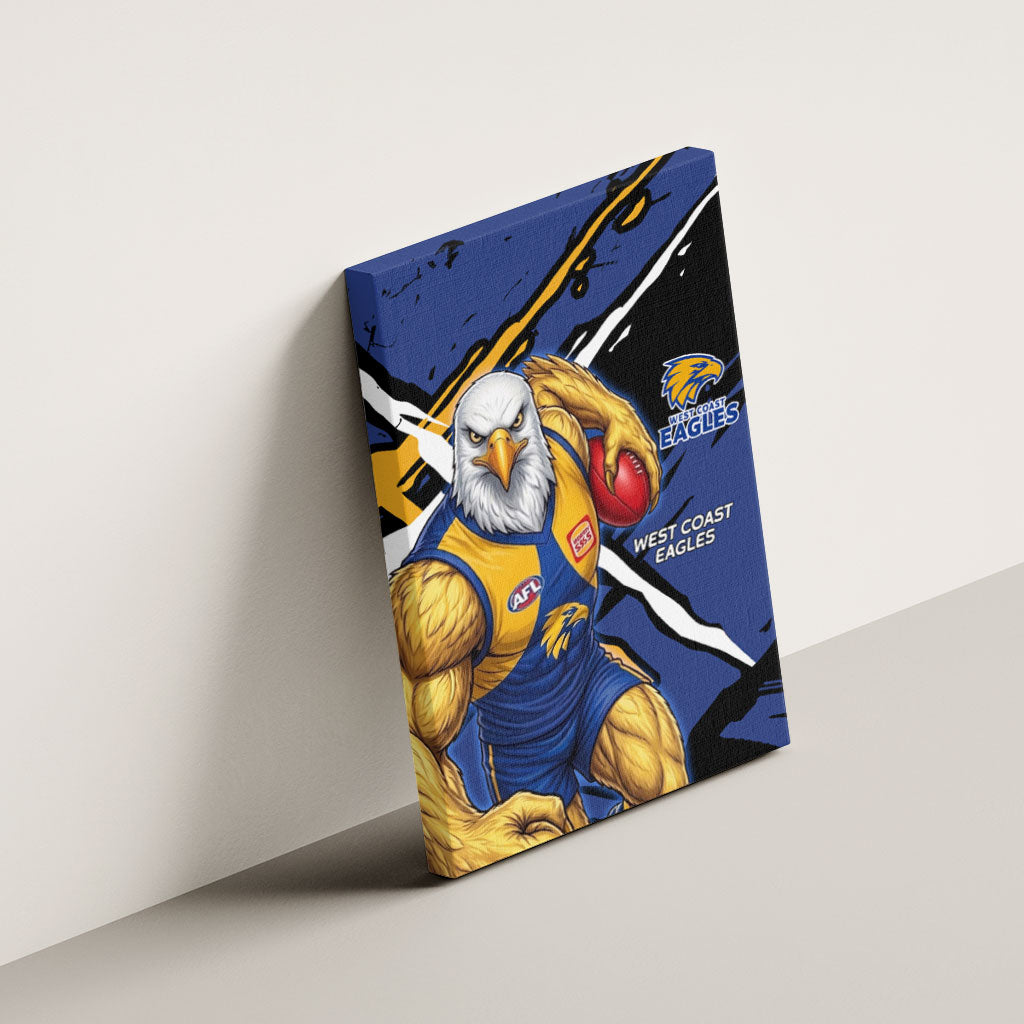 West Coast Eagles Canvas Wall Art Eagles Muscular Mascot Graphic - Abstract Paint Splatter Art