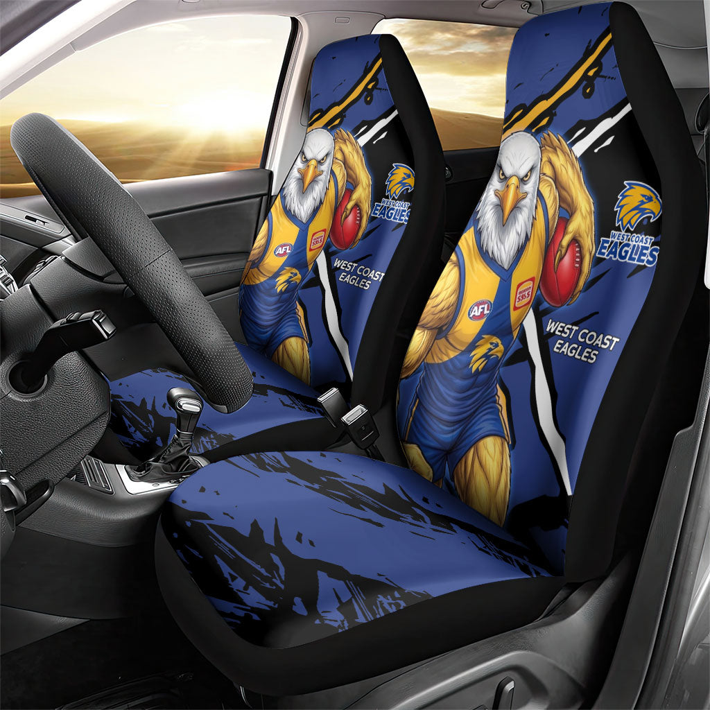 West Coast Eagles Car Seat Cover Eagles Muscular Mascot Graphic - Abstract Paint Splatter Art