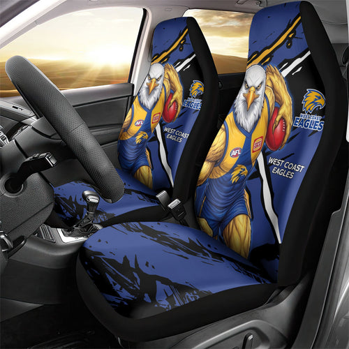 West Coast Eagles Car Seat Cover Eagles Muscular Mascot Graphic - Abstract Paint Splatter Art